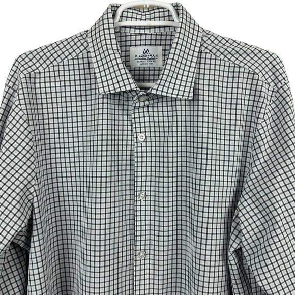 Mizzen+Main Men's Trim Fit Plaid Performance Dress Shirt Size XL American Made - Picture 2 of 9